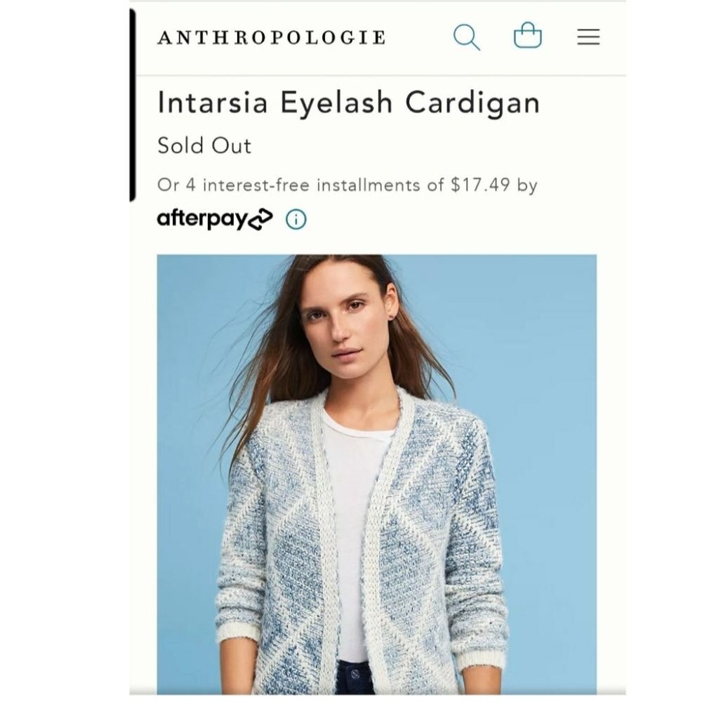 Altar’d State cozy furry sweater‎ blue cream pocket